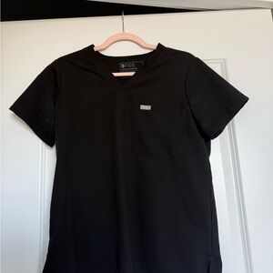 Figs Black Catarina Scrub Top with Chest Pocket